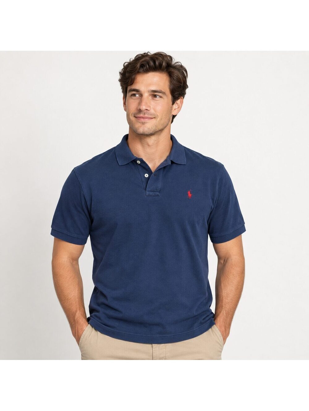 Polo Ralph Lauren Men's Medium Navy Blue Cotton Short Sleeve Polo Shirt